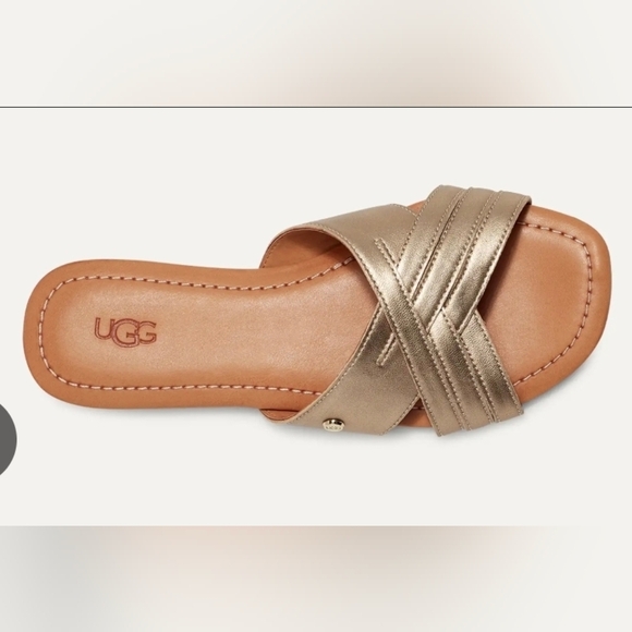 UGG Kenleigh Slide Women's Metallic Gold Sandals Summer Shoes Size 8 - Picture 2 of 14